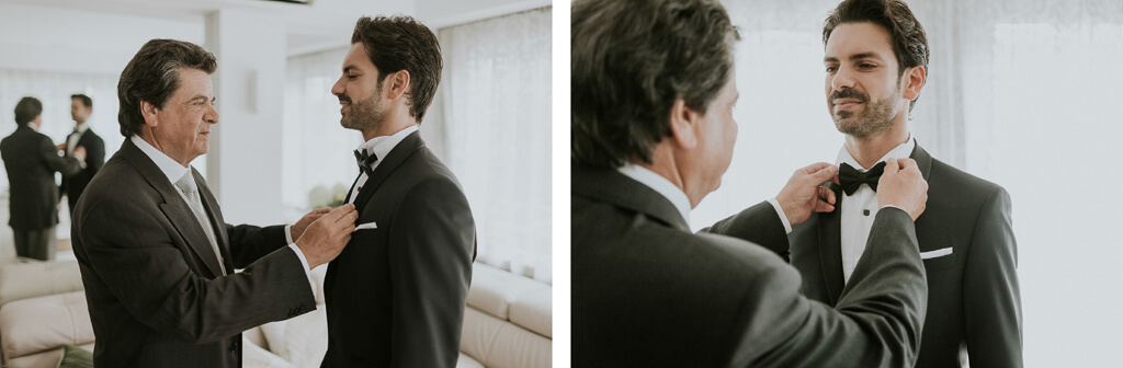 il papà sistema lo sposo