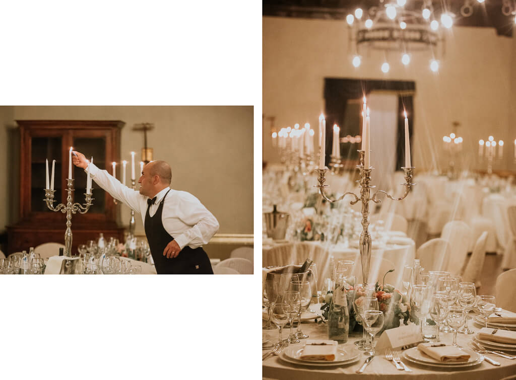 dettagli allestimenti ricevimento matrimonio serale