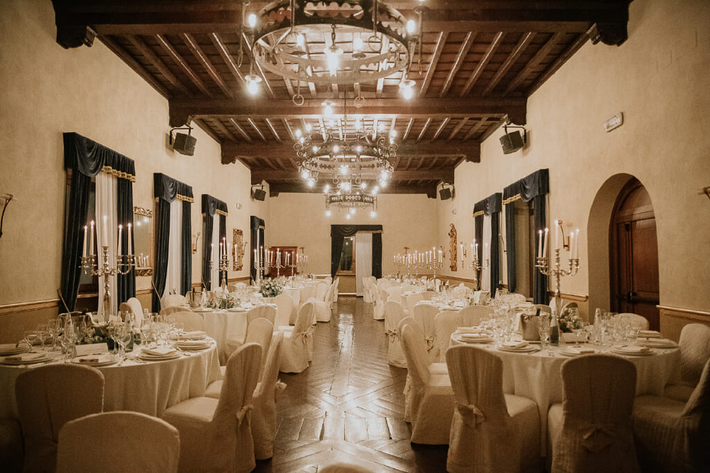 sala del ricevimento di matrimonio al castello della castelluccia