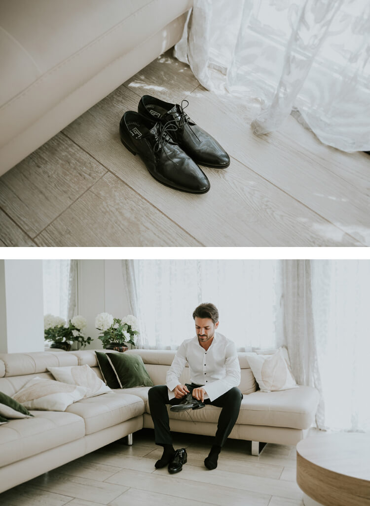 lo sposo indossa le scarpe