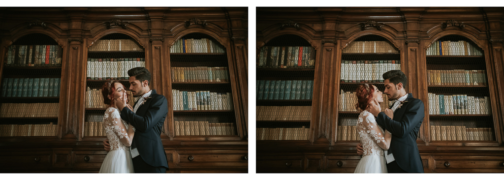 lo sposo accarezza la sposa