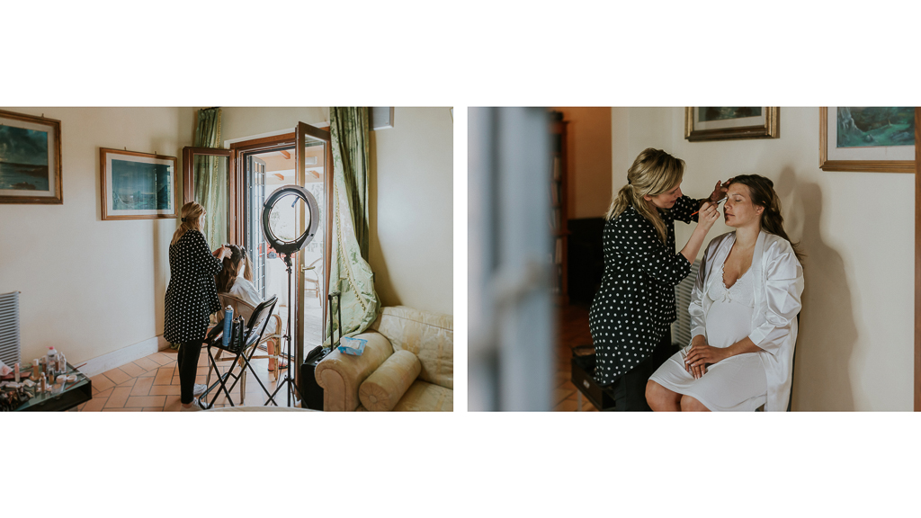 sposa inizia a prepararsi per il matrimonio a roma