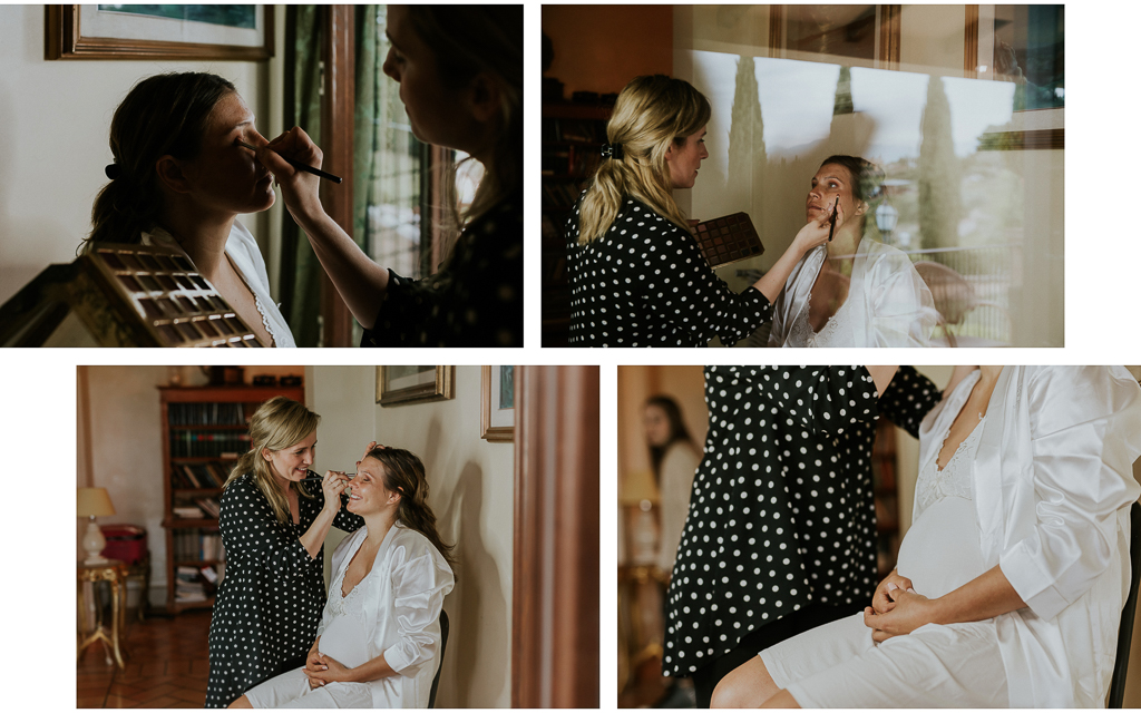 la sposa si trucca per il matrimonio tenuta ceccucci roma