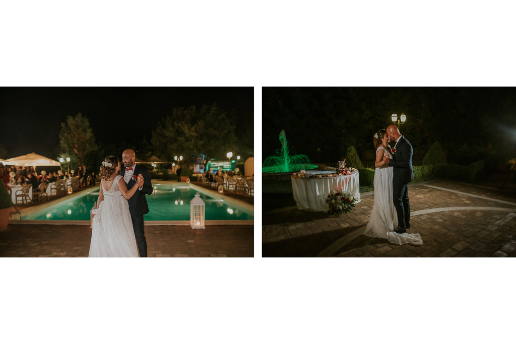 ballo sposi del matrimonio serale in tenuta ceccucci roma