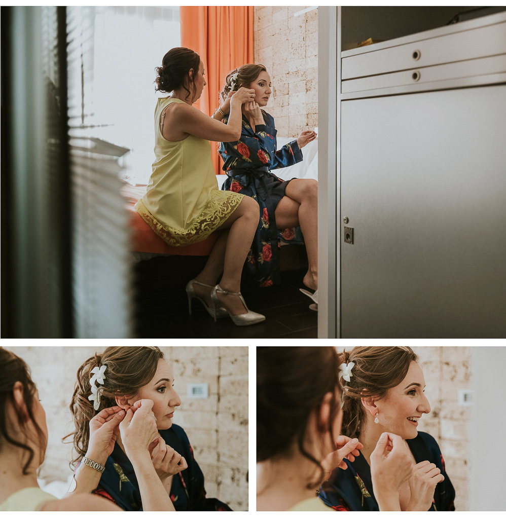 la sorella aiuta la sposa