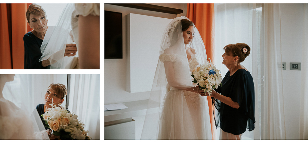 la mamma si emoziona con la sposa