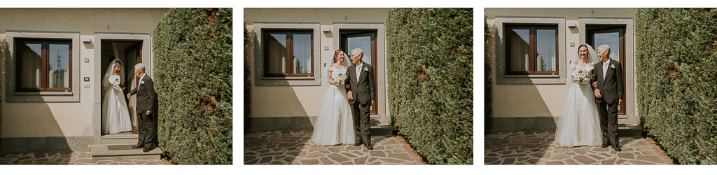 la sposa esce di casa con il papà