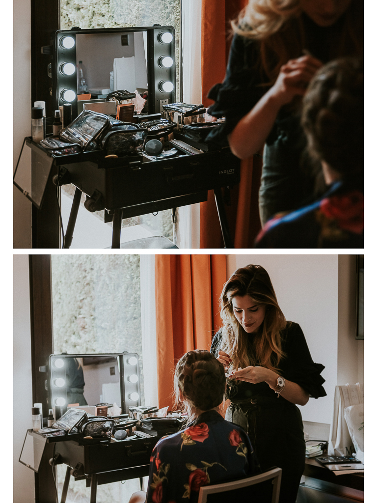 la sposa si prepara al trucco per il matrimonio a roma