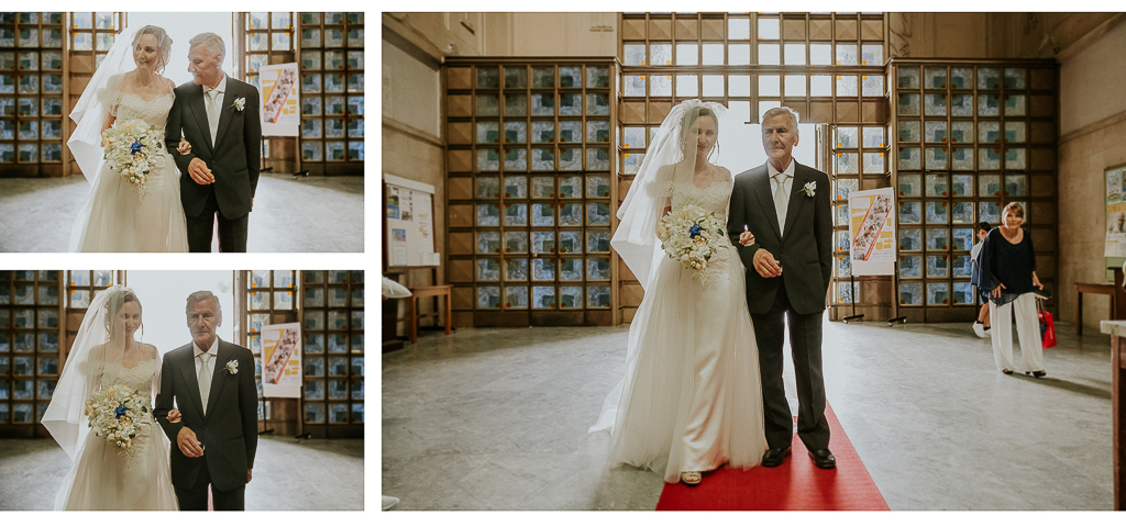 la sposa entra in chiesa con il papà