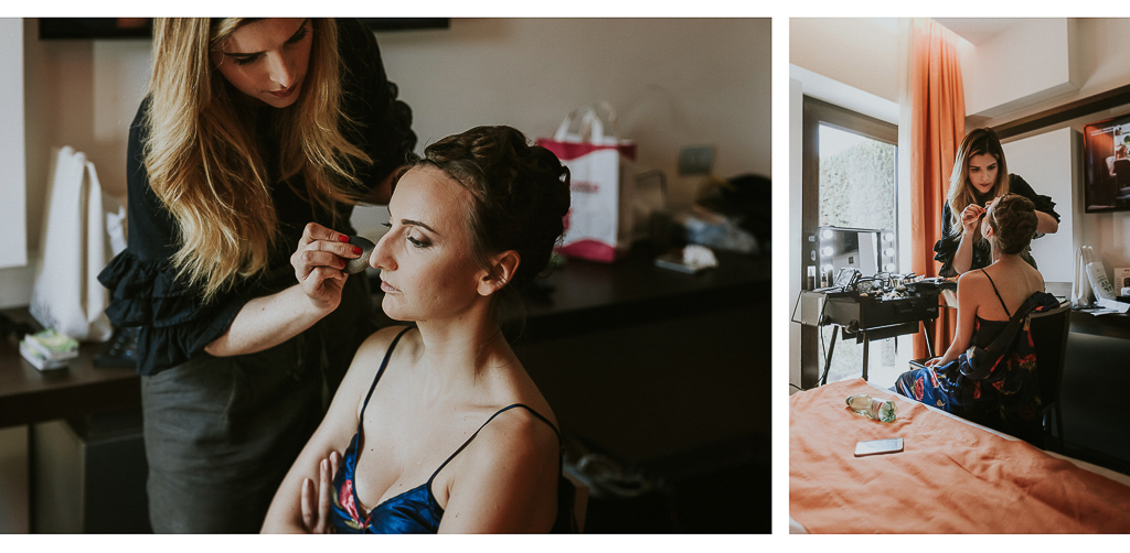 la sposa si sta truccando