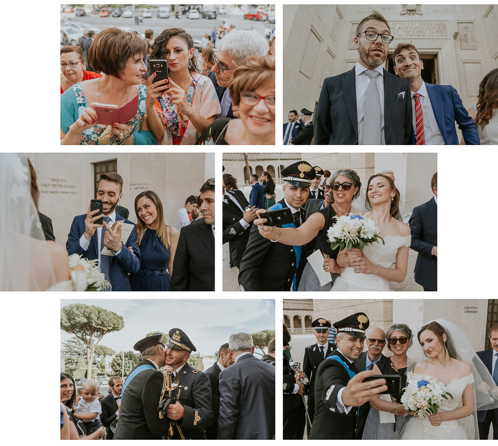 abbraccio con i parenti dopo la cerimonia di matrimonio