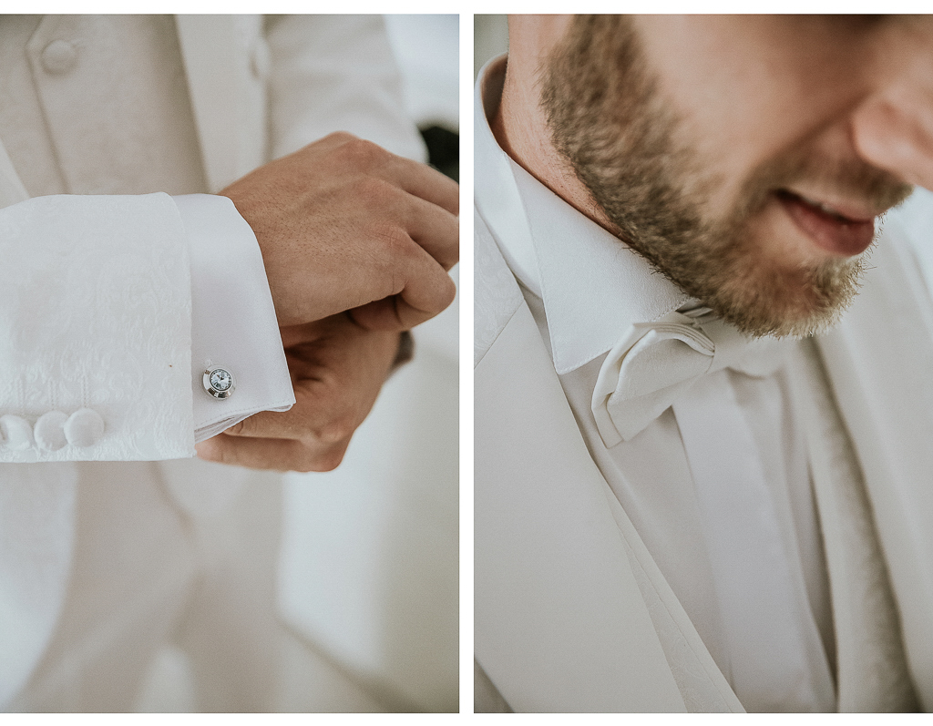 dettagli sposo in bianco