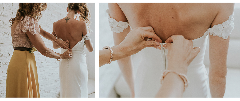 chiusura del vestito della sposa
