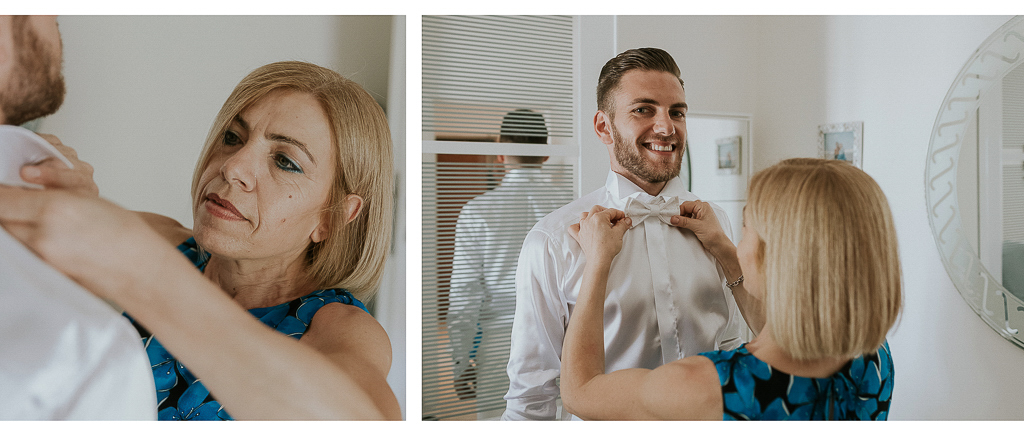 la mamma aiuta lo sposo