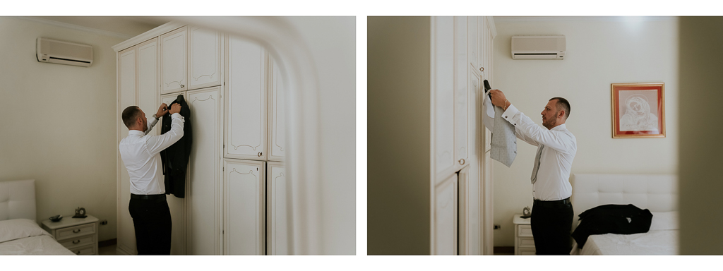 lo sposo prende il vestito per il matrimonio a roma