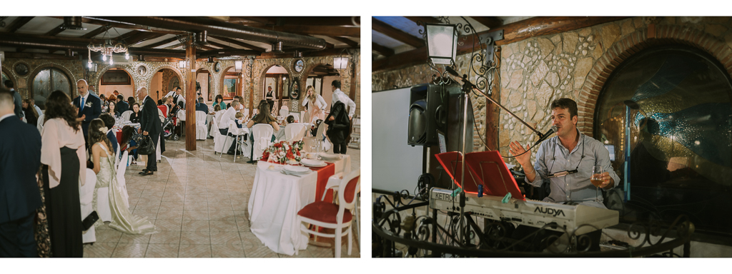 gli invitati del matrimonio di accomodano in sala in Villa Desirèe a Roma