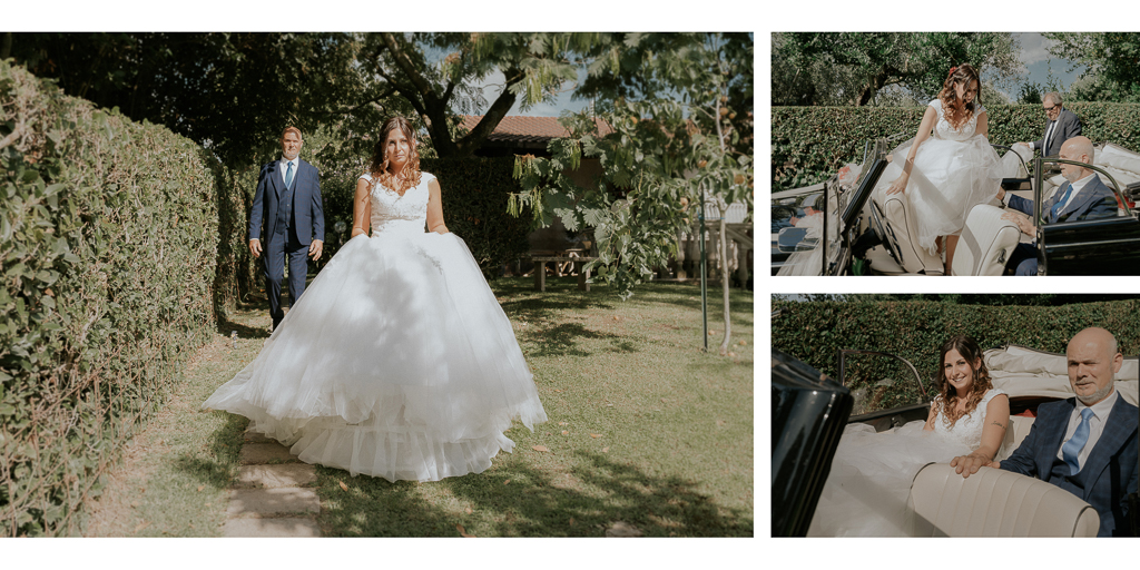 la sposa sale in macchina con il papà