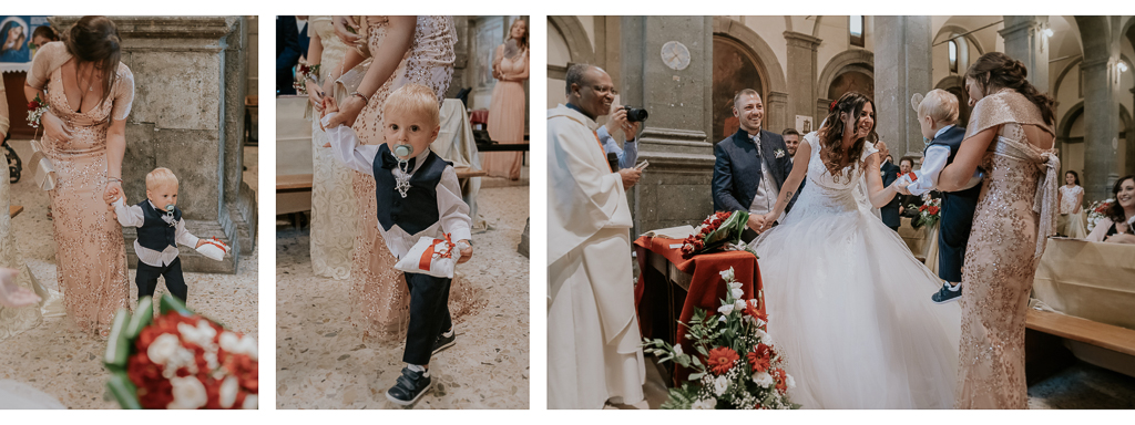 il paggetto porta le fedi alla sposa