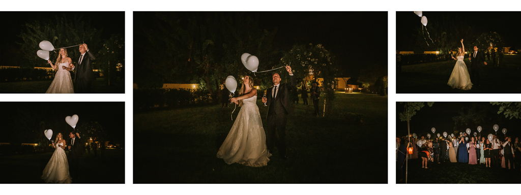 lancio palloncini led matrimonio serale