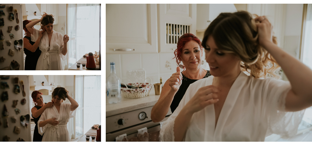 la mamma aiuta la sposa