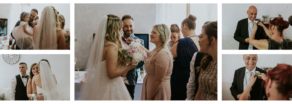 parenti salutano la sposa