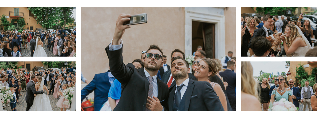 ospiti salutano gli sposi