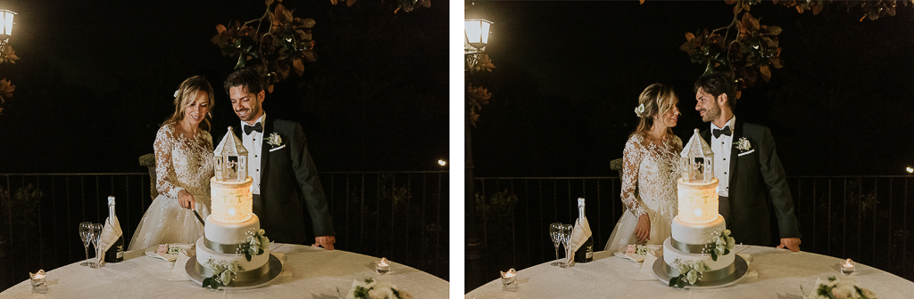 taglio della torta al matrimonio presso castello della castelluccia