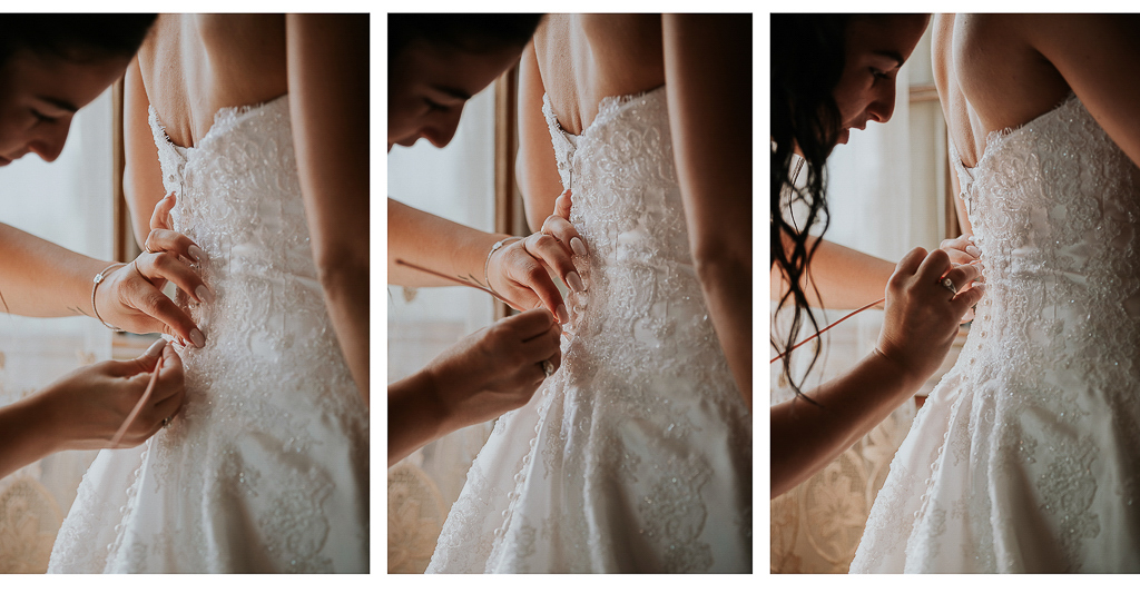 chiusura del vestito della sposa