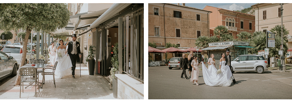 sposi camminano per le vie di terracina