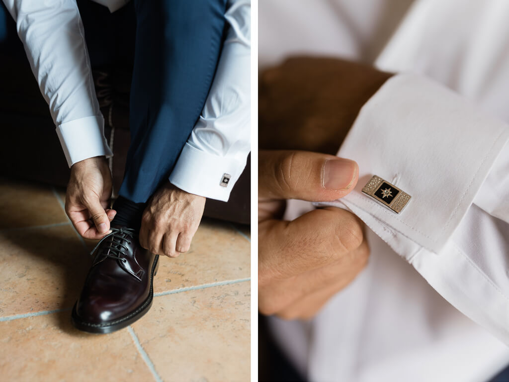 scarpe e gemelli sposo