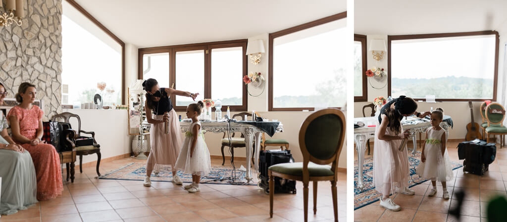 foto durante la preparazione della sposa