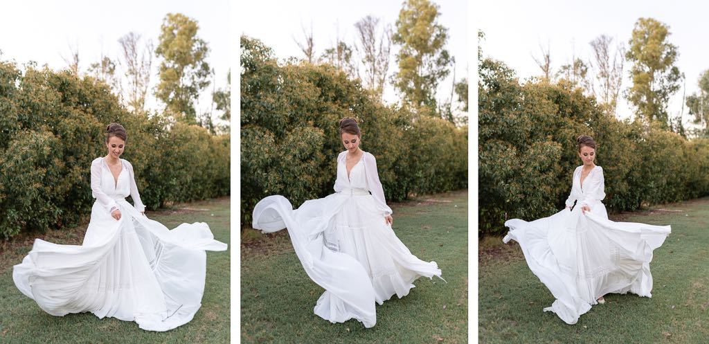 il bellissimo movimento dell'abito della sposa