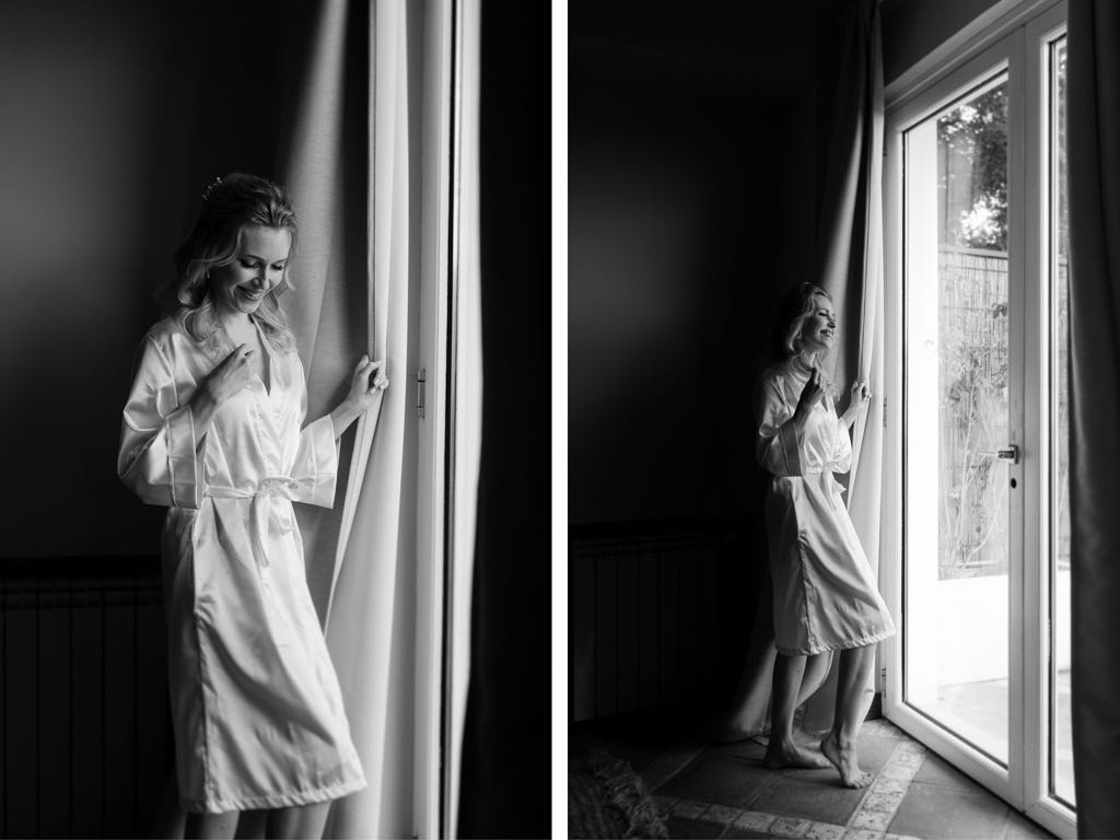 ritratti della sposa vicino la finestra